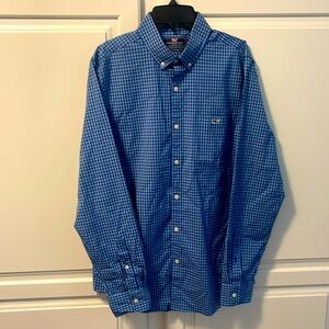 Vineyard vines blue gingham long sleeve size S slim fit Tucker like new $23